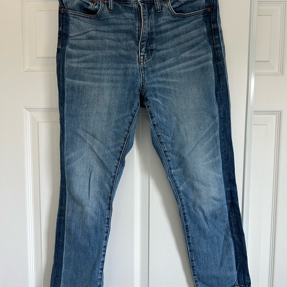 Madewell tuxedo striped boyfriend fit Blue Denim Jeans